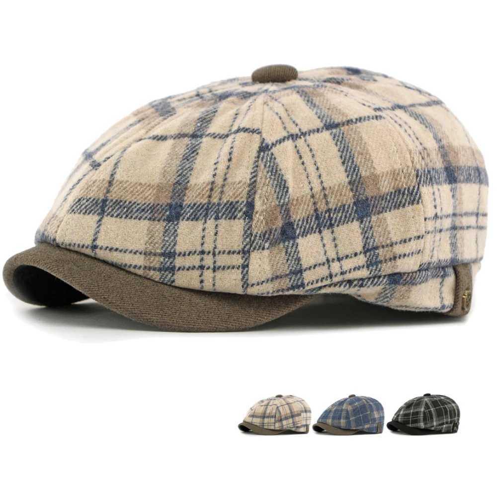 HT4970 Mens Berets Women Vintage Artist Painter Plaid Beret Hat Male Female Flat Cap New Autumn Winter Hat Octagonal Beret Caps J251125