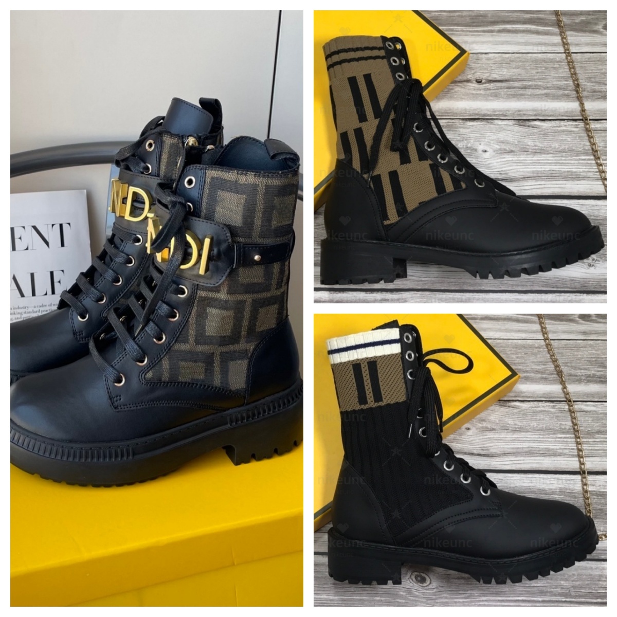 genuine leather Designer Thick bottom Martin women winter platform cowboy short boots brown letter black designer shoes ankle autumn top size 35-41