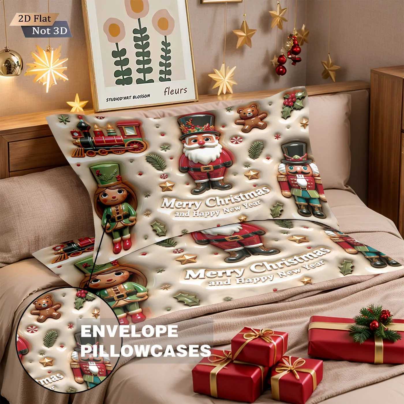 Christmas 3pcs imitation relief Santa Claus print coreless bedding set soft dormitory bedroom multiple sizes machine washable Y251126