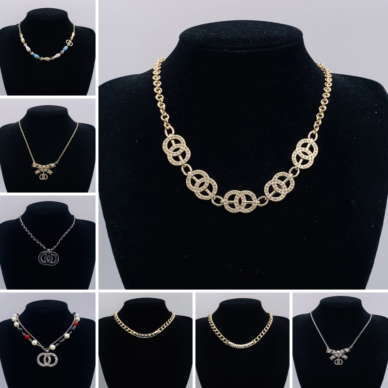 Luxury Designer Pearl Necklace Inlay Crystal Letter Pendant Classic Choker Fashion Style Brass Copper Jewelry Designers For Women Love Gift Charm Necklace