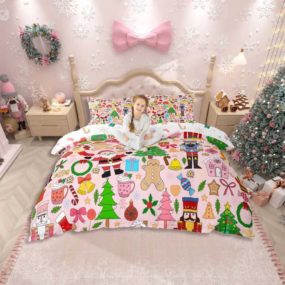 Christmas Home Christmas Snowman Child Duvet Cover SetKawaii Winter Deer Animal Bedding SetSanta Claus Gifts Reversible Bed Set Y251126