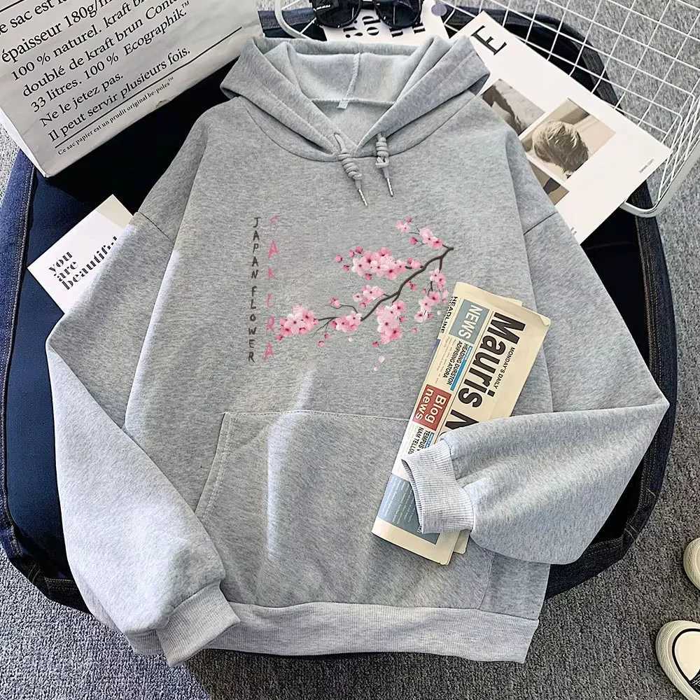2025 Japanese Blossom SAKura Kangaroo PoCKet Hoodies Female Casual Sleeve Sweatshirt wiTH PoCKet Women Winter Pullovers J251136