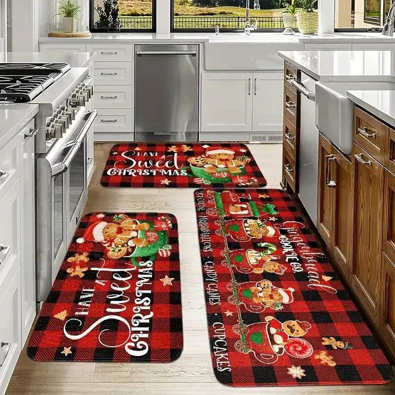 Christmas Cookies Tree Red Color Floor Mat Home Kitchen Non-slip Mat Merry Christmas Decoration for Home Happy New Year 2026M251126