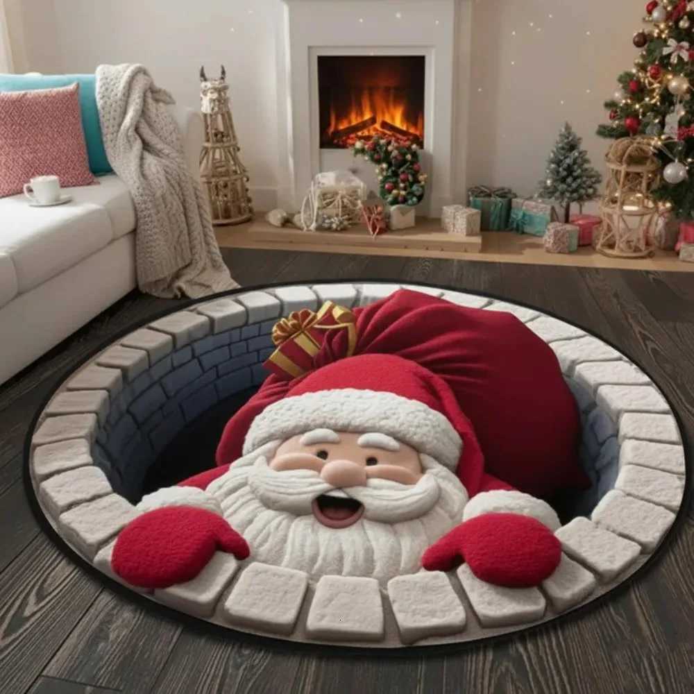 Christmas Santa Printed Rug Welcome Rug Indoor Santa Claus Christmas Rug Decor Door Mat Winter Home Decor Living Room DecorationM251126