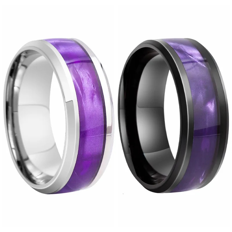 Selling Classic Steel Black Elegant Purple Colorful Couple Ring For Women Men Jewelry Accessories Size 6-13 251126