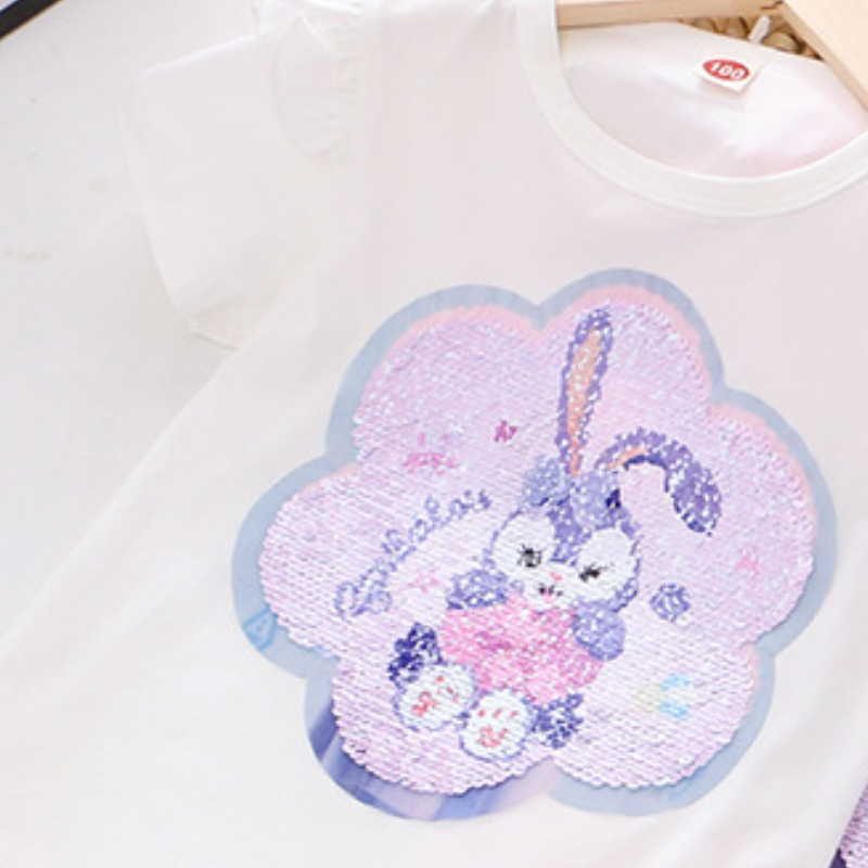 Disney baby designer clothing short sleeve clothes Color changing sequin short sleeve cotton T-shirt Summer children's clothes Baby girl casual w