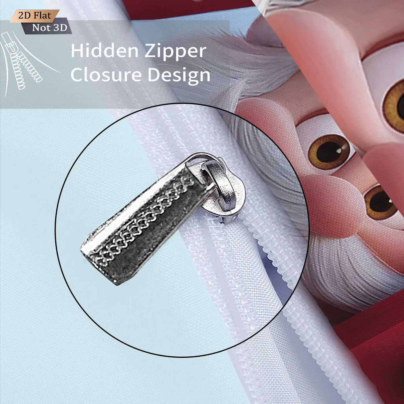 Christmas 3pcs cartoon Santa Claus printed coreless duvet set multi size bedroom bedding holiday decoration machine washable Y251126