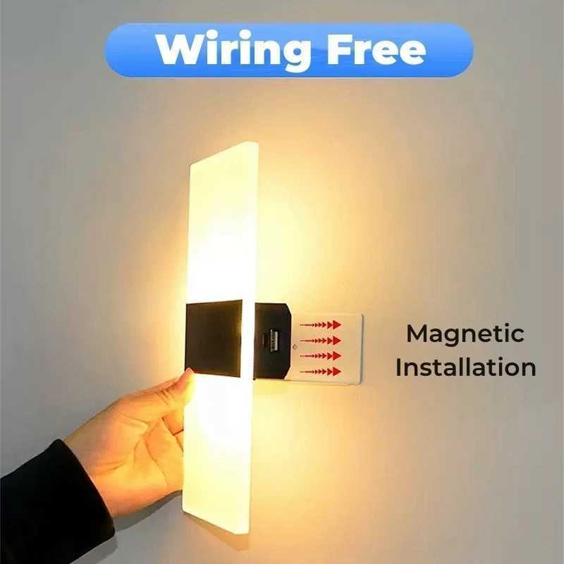 Touch Sensor Switch LED Wall Lamp USB Rechargeable Wireless Acrylic Stair Night Light Bedroom Aisle Kitchen Wall Sconce Lighting M251126