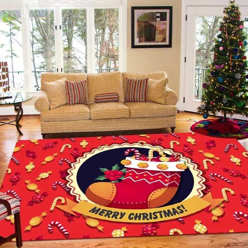 Christmas Rug Vibrant Santa Snowman Reindeer Festive Carpet Large Holiday Decorative Mat for Living Room Family GatheringsM251126