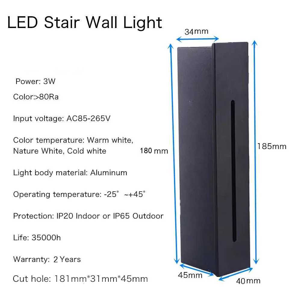 LED Recessed Wall Light Stair Light AC85-265V Indoor Staircase Light Wall Light 3W Stairase Step Stairway Hallway Night Light M251126