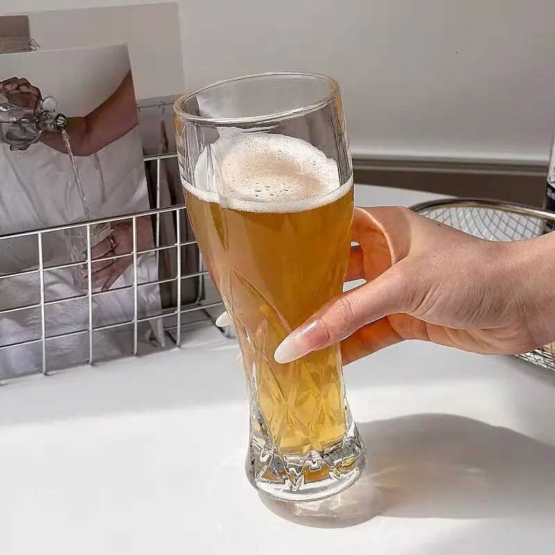 330ml/500ml Creative Carved Beer Mugs High-end Home Glass Cups Thickened Large-capacity Craft Cups Draft Beer Cups Wine Glass C251126