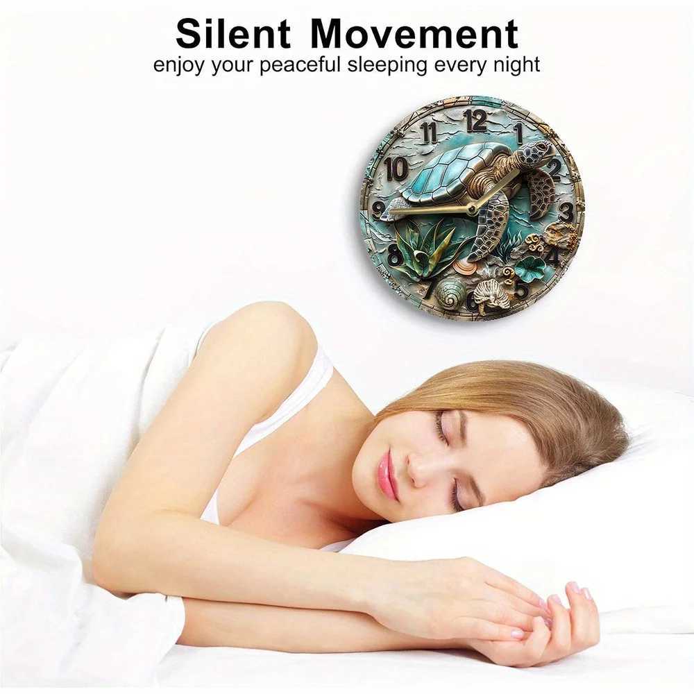Aluminum Wall Clock With Turtle Design-Perfect For Summer BedroomVacation Decor decoratie woonkamer voor de muur modern design C251126