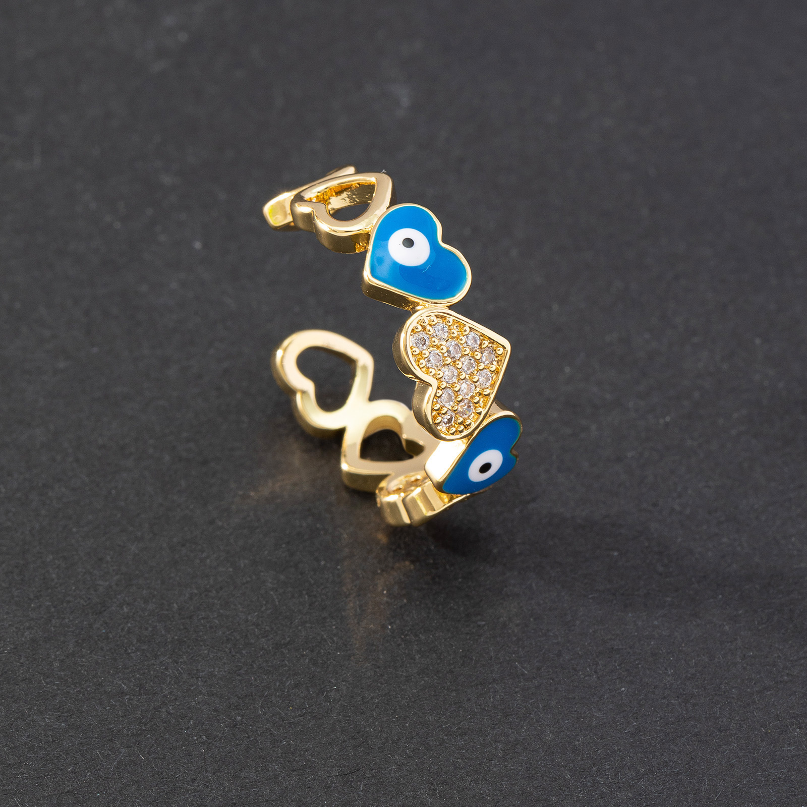 New Bohemia Lucky Turkish Blue Evil Eye Rings Dripping Oil Open Adjustable Finger Rings for Women Jewelry Gift High quality gold designer diamond ring - view 6