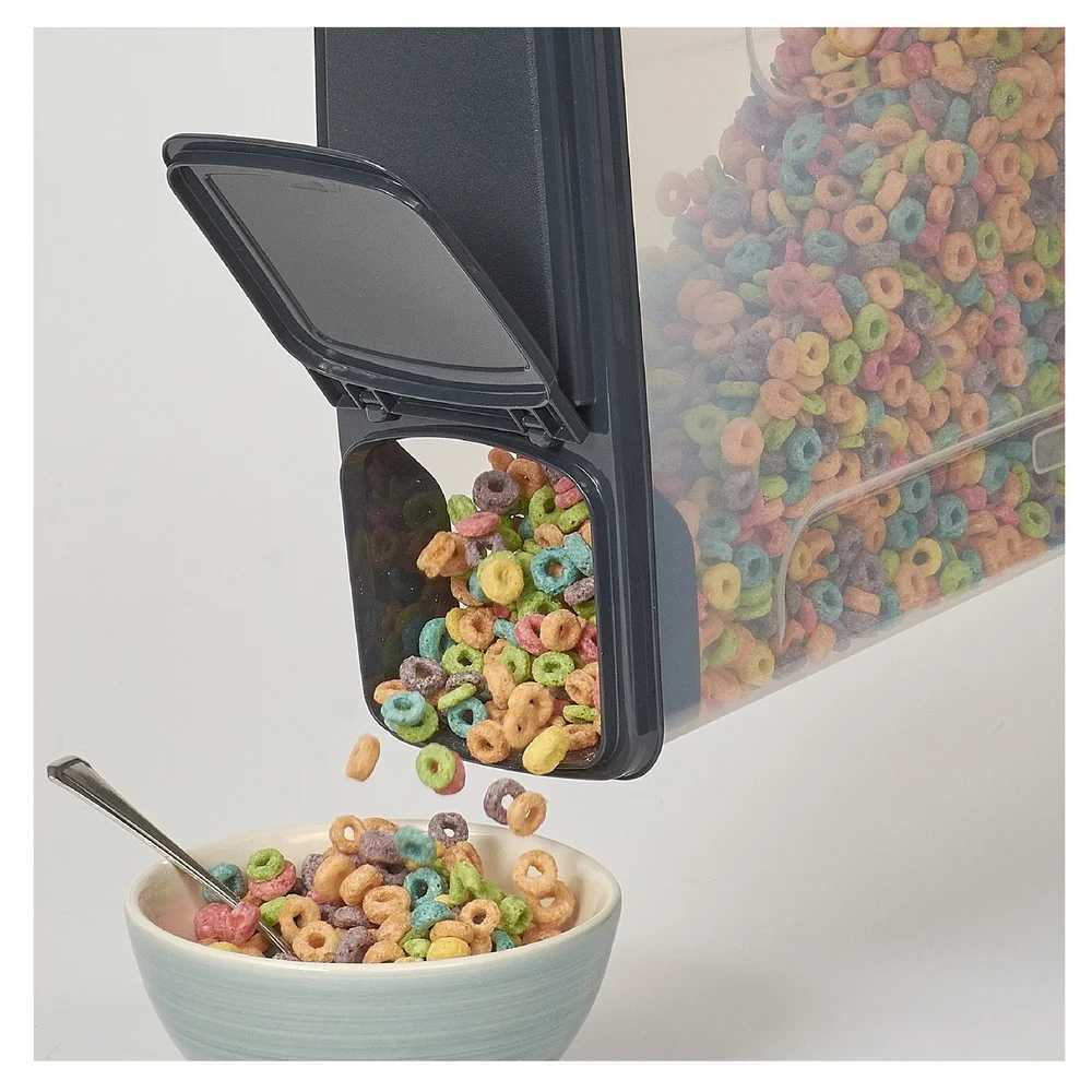 2-Pack Plastic Cereal Dispenser Containers 6 Quart Easy Grip Flip Lid Dry Food Storage Organizer Y251126