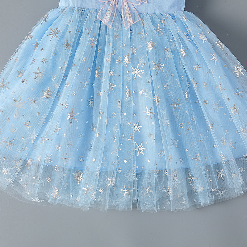 DISNEY Kids designer clothes Princess Skirt A-line Skirt Birthday Party Dress baby dress for summer short-sleeved thin cotton dress for children Froze