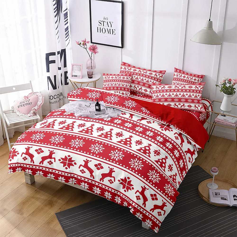 Christmas Red Christmas quilt cover three-piece polyester 3D digital bedding Y251126