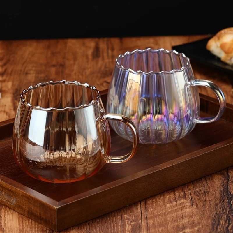 400ml Pumpkin Shaped Glass Cups High Borosilicate Glass Coffee Tea Drinks Dessert Breakfast Glasses For Juice Milk Tea Drinkware C251126