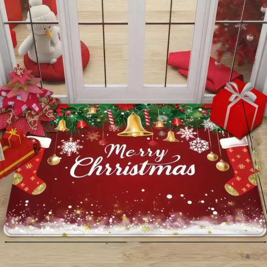 Christmas Door Mat Red Christmas Tree Bell Entrance Mat Soft Bathroom Mats Kitchen and Household Floor Mats Holiday DecorationM251126