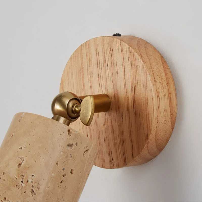 Simple bedroom bed wall lamp designer Japanese wabi-Sabi wood staircase corridor homestay Huangdong stone wall lamp M251126