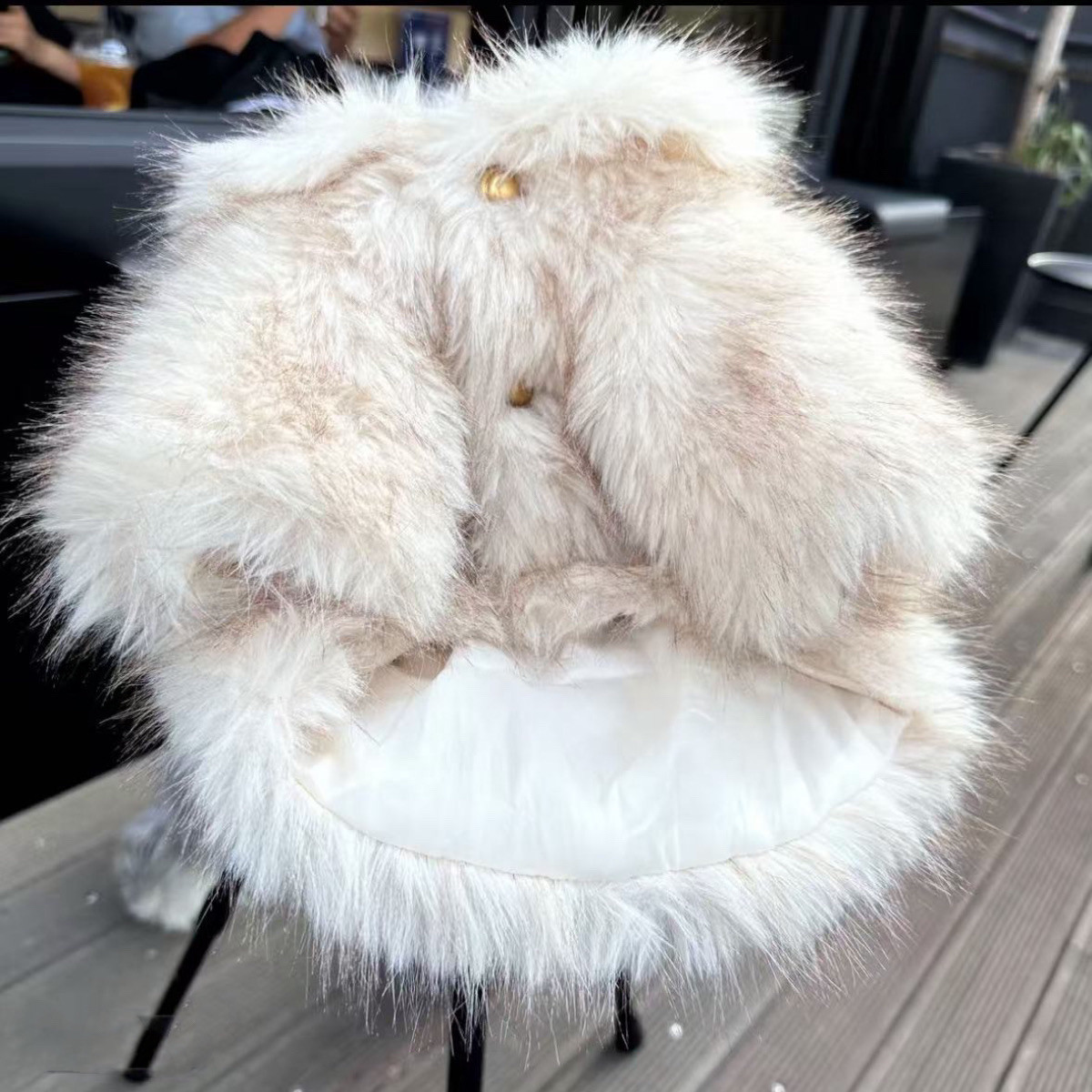 Winter Thick Faux Fur Pet Coat, Luxury Dog Jacket with Metal Buttons, Warm Soft Pet Outerwear for Shih Tzu Poodle Bichon, Stylish Pet Fur Coat for Sma