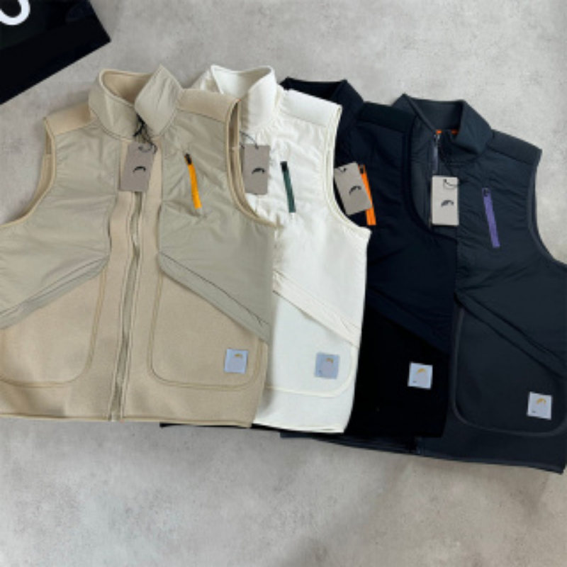 Stand Collar Cotton-padded Vest Sporty Layered Sleeveless Solid Color Outdoor Workwear Vest Outfit