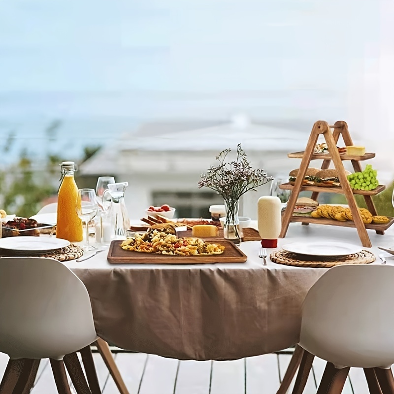 Wooden dessert table display rack cold meal tea break table tableware high footed cake fruit plate solid wood tray
