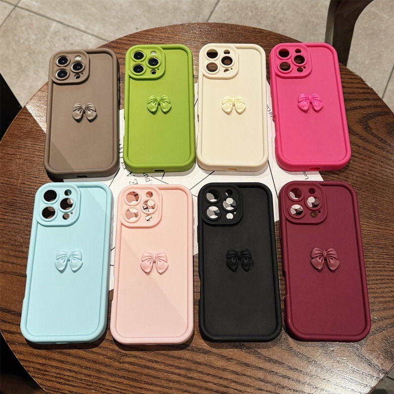 Bowknot Phone Case Compatible With iPhone 17 Pro Max Creative Matte Full Coverage Shockproof Cover iPhone 16/15