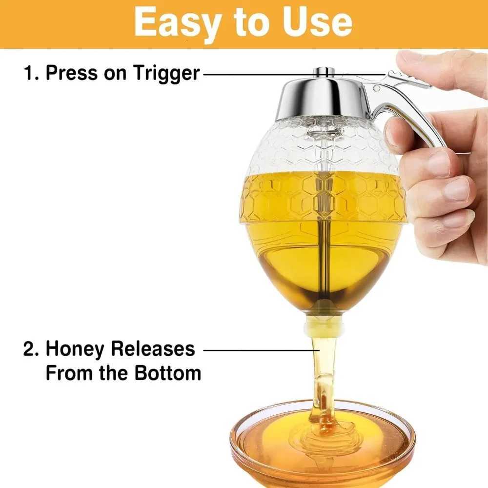 Drip-free honey dispenser maple syrup pouring bottle honey jar with stand exquisite honeycomb-shaped honey pitcher Y251126