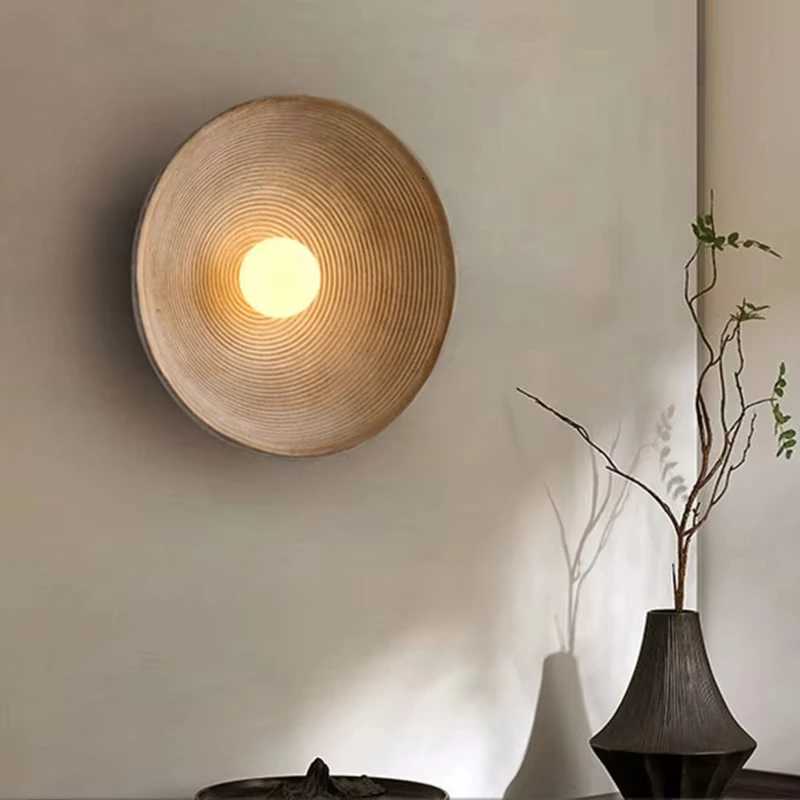 Retro Japanese Resin Wall Lamp Suitable for Living Room Bedroom Bedside Background Decoration Light M251126