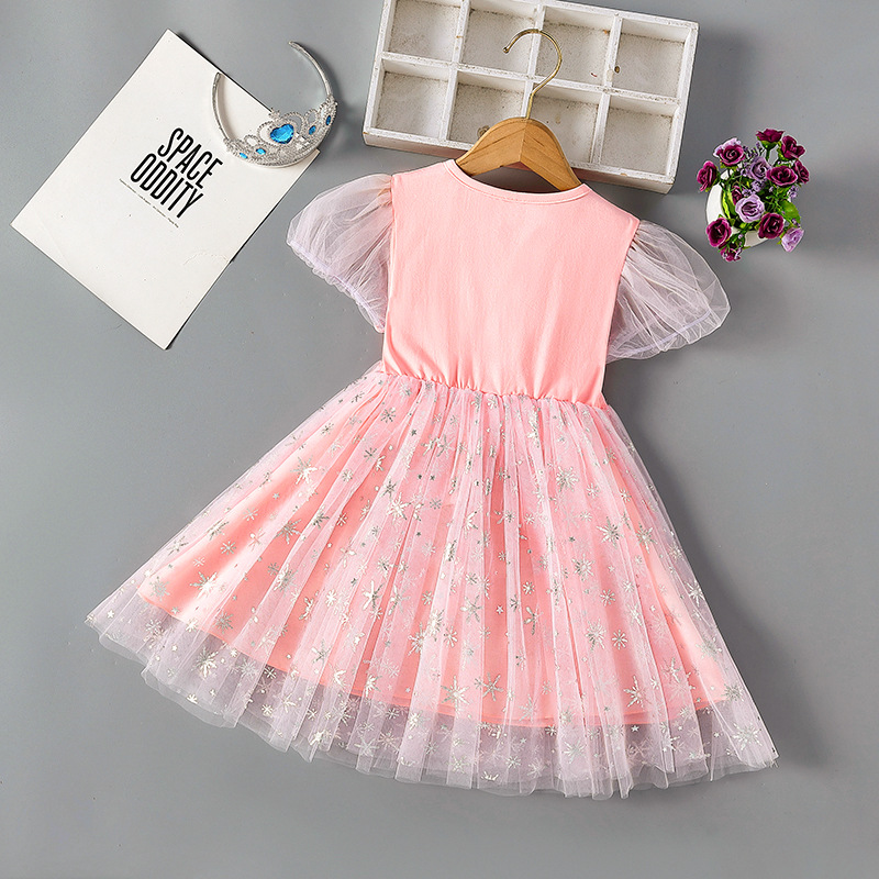 DISNEY Kids designer clothes Princess Skirt A-line Skirt Birthday Party Dress baby dress for summer short-sleeved thin cotton dress for children Froze