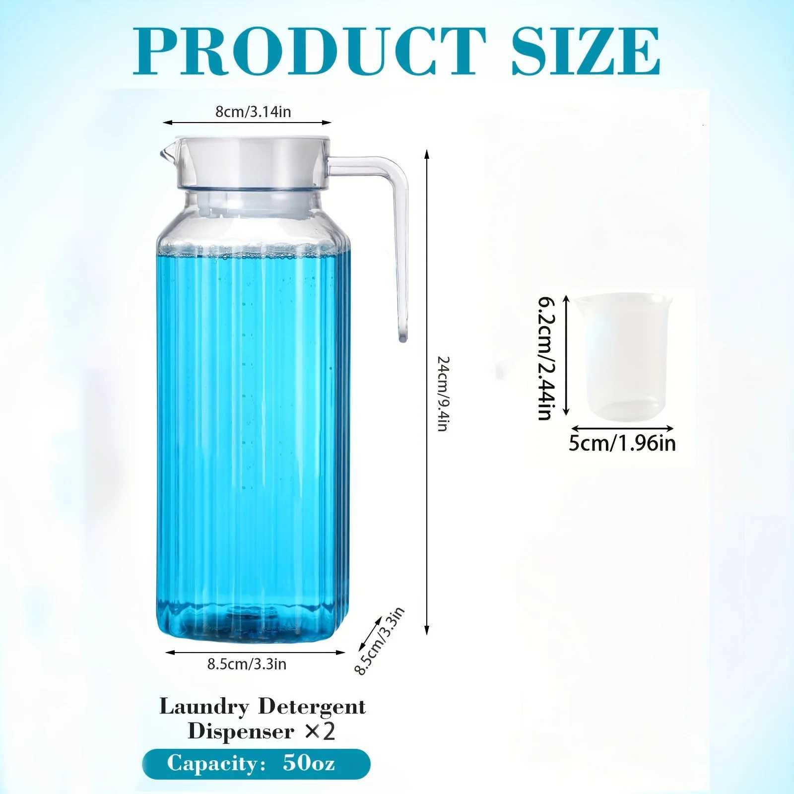 2 Pcs Laundry Detergent Dispenser Fabric Softener Dispenser Organizer Box with Measuring Cups Laundry Soap Bleach Container Y251126