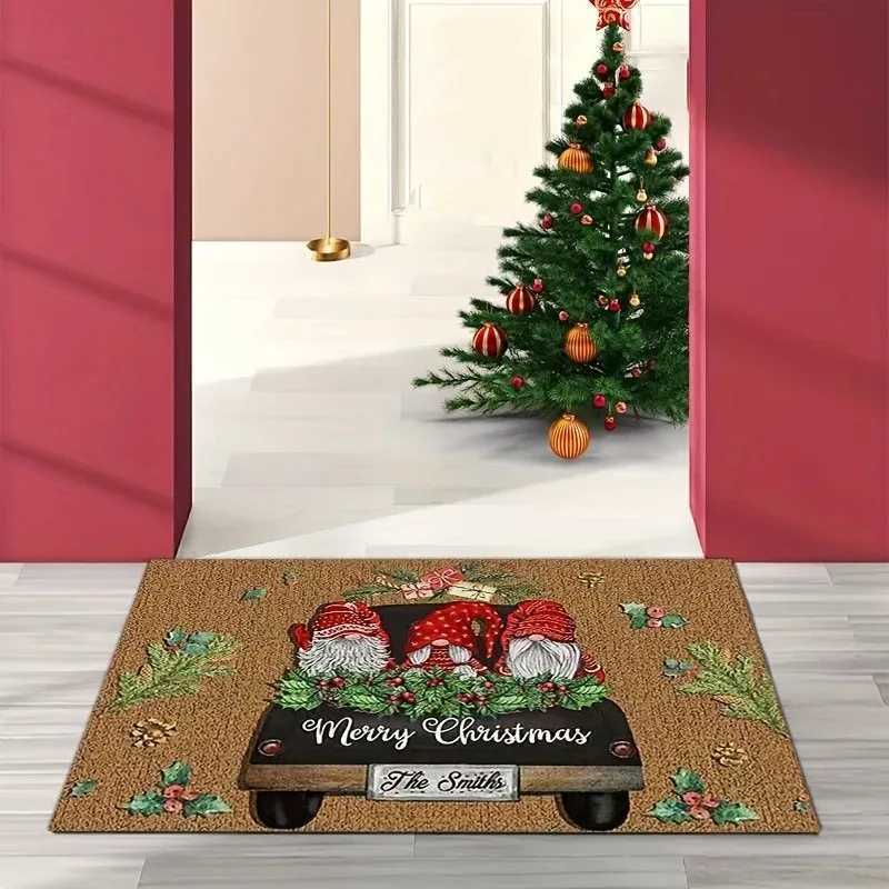 Christmas Doormat Merry Christmas Design Red Hat Figurines Floor Mat For Festive Entryway Holiday DecorM251126