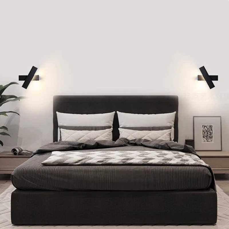 Nordic modern minimalist LED wall lamp rotatable bedroom bedside lamp reading lamp living room aisle wall lamp M251126
