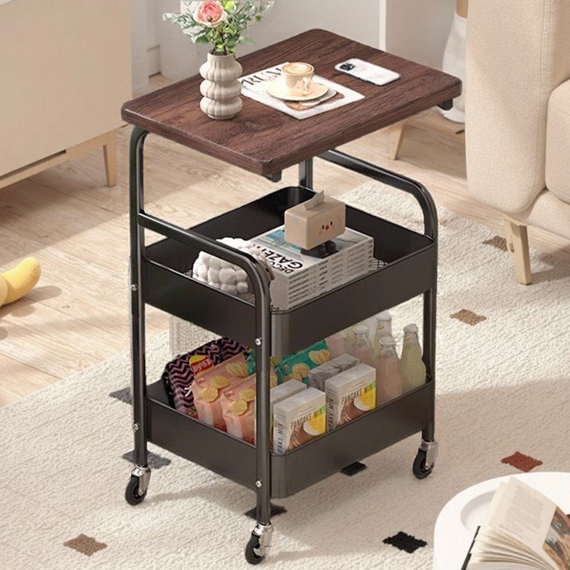 M11261 Movable double-layer coffee table, trolley, side table, living room sofa storage