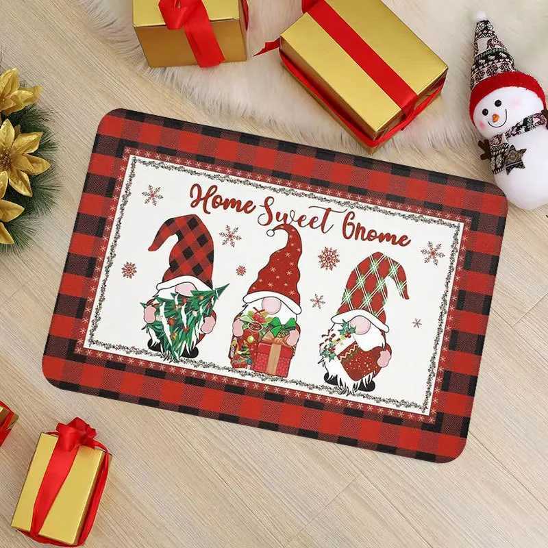 Christmas Theme Entrance Doormat Holiday Welcome Mat with Anti-Slip Backing Festive Christmas Tree Design for Home DecorationM251126