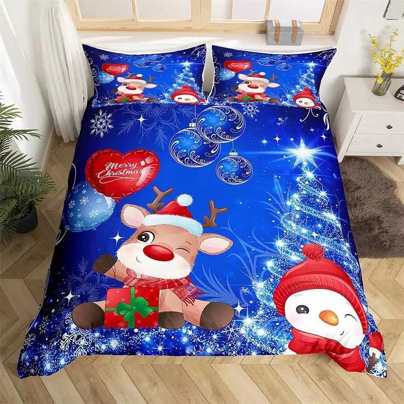 Christmas Christmas Tree Duvet Cover Set Christmas Theme Bedding Set Cartoon Deer Snowman Comforter Cover King Queen For Girls Teens Room Y251126