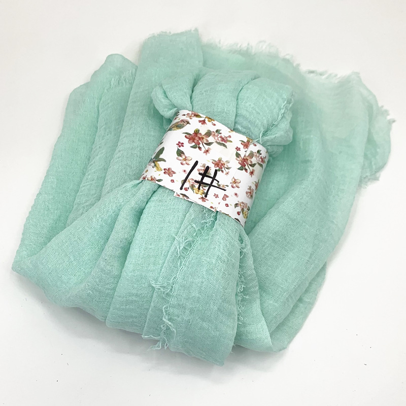 K529 Solid color cotton and linen scarf New style fur headband Crumpled scarf Foreign trade wholesale WJ01