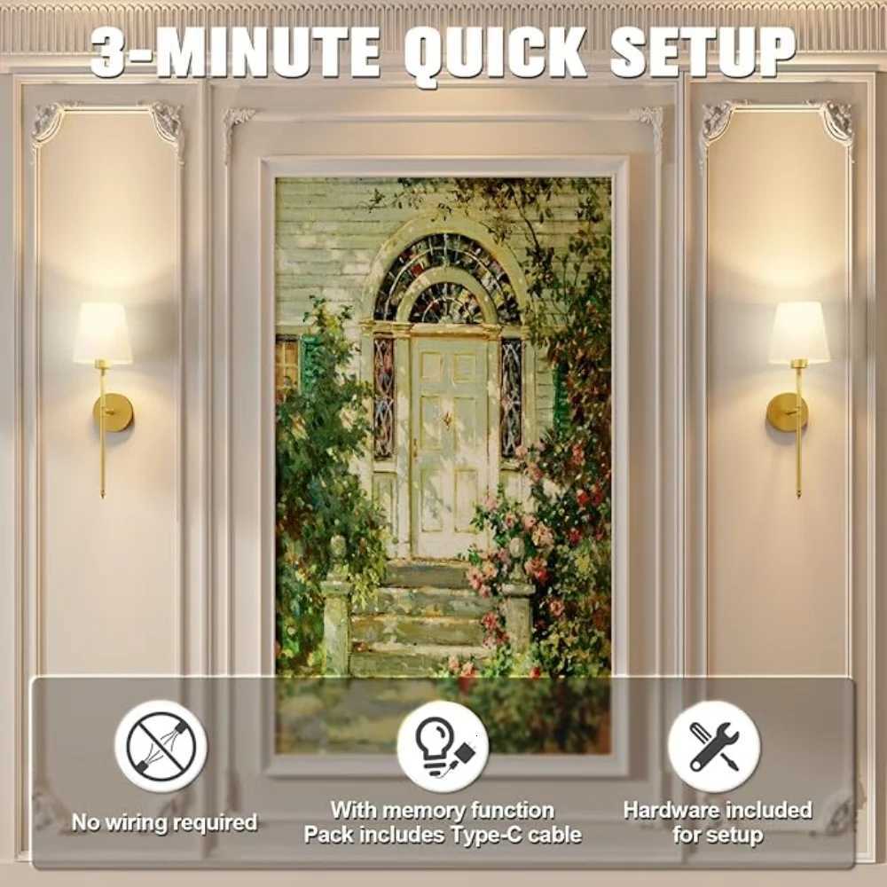 2pc Wall Lights Battery Operated Wall Sconces Gold Wireless Wall lamp with Remote RGB Colors Modes Rechargeable Home Ddcor Light M251126