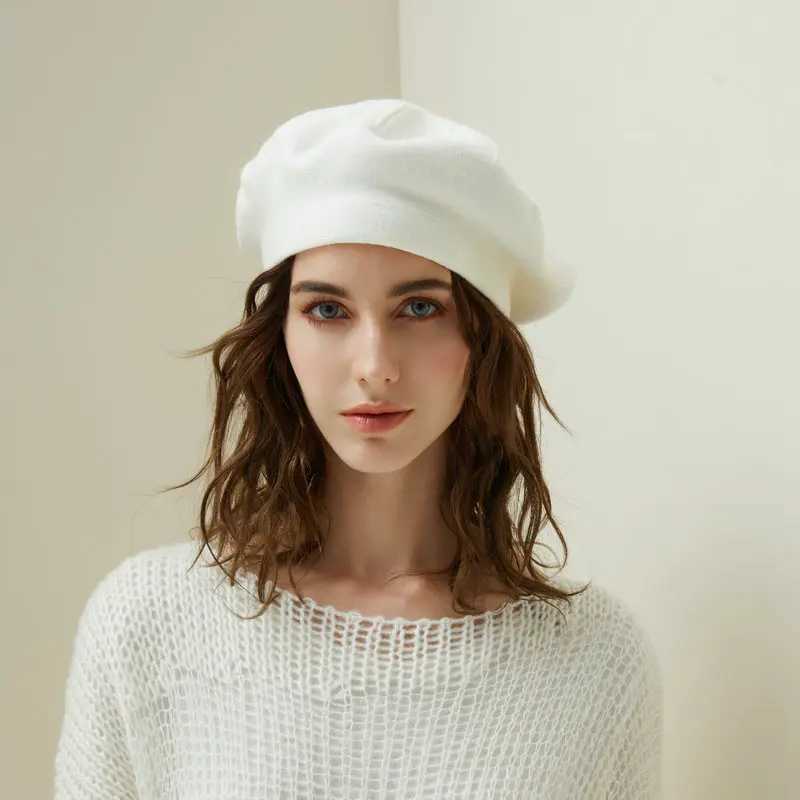 Hat for women big size circumference winter soft cashmere Beret Hat Women retro warm knitting artist hat casual pumpkin hat J251125