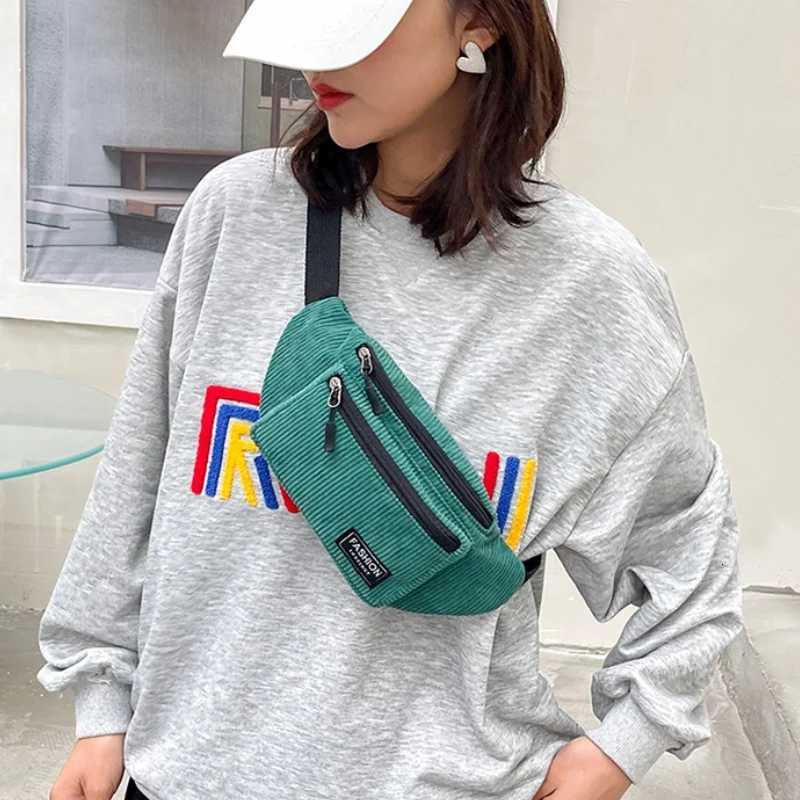 Corduroy Womens Waist Bag Small Canvas Ladies Casual Shoulder Crossbody Bags Fashion Fanny Pack Female Solid Color Chest BagT251126