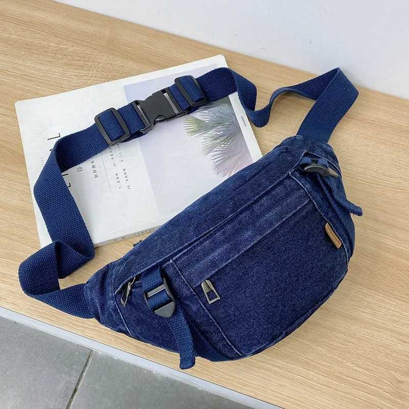 Fashion Solid Colour Denim Fabric Fanny Packs For Women 2025 Trendy Waist Bag Female Waist Pack Ladies Crossbody Chest BagT251126