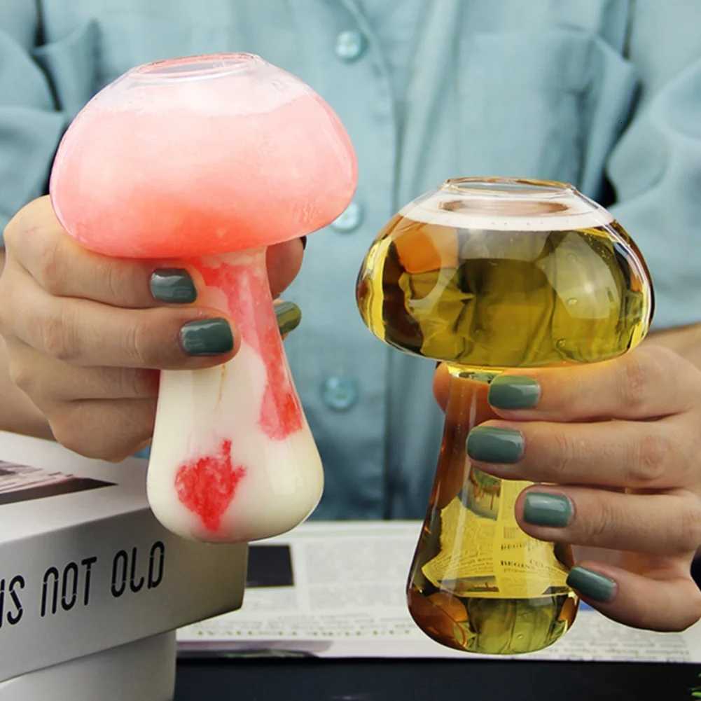 280ml Cute Mushroom Cocktail Glass Cup Clear Wine Glasses Cup Coffee Cups Drinkware Bar KTV Thickened Glass Cup Juice Cup C251126