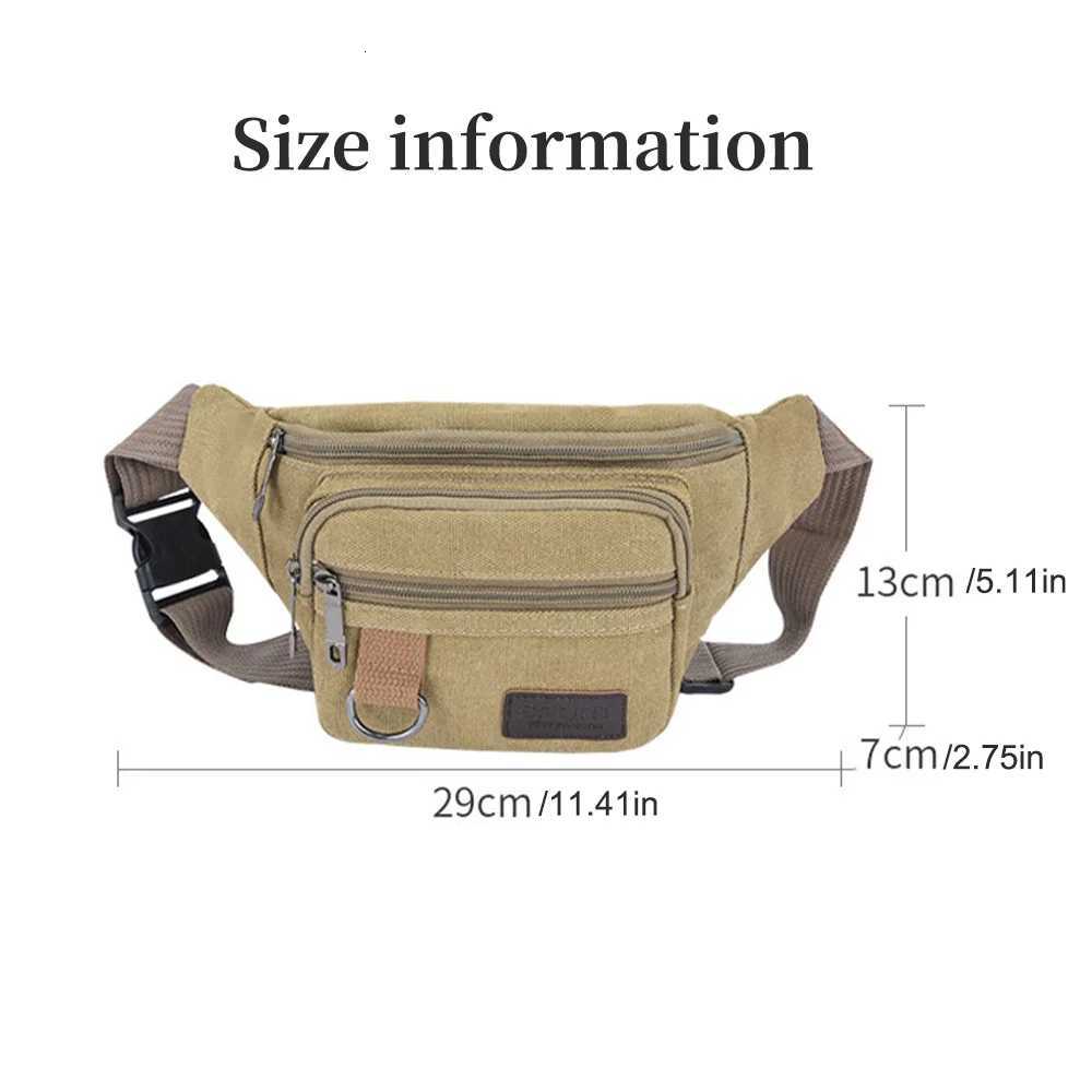Thick canvas waist bag outdoor leisure sports crossbody chest bag mens portable change phone bag multifunctional-A-DHT251126
