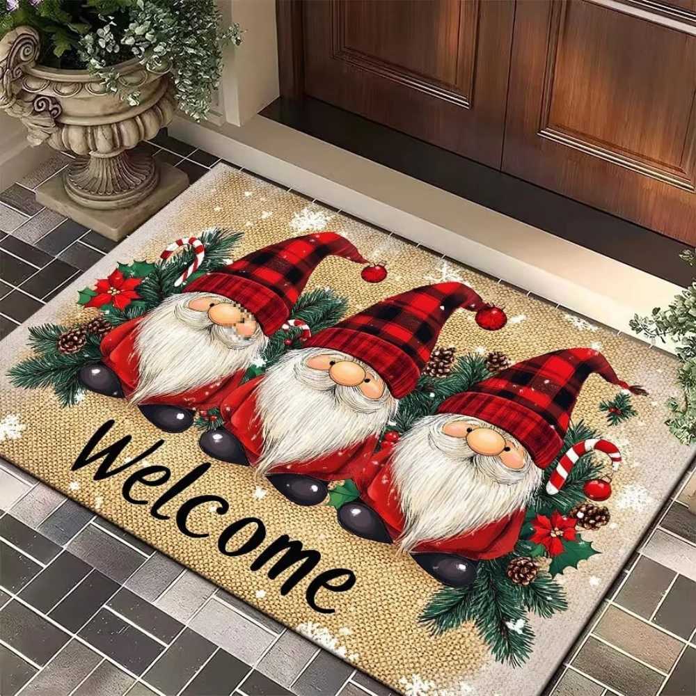 1pcs Santa Claus Snowman Elf Christmas Doormat Festive Non Slip Entrance Rug Holiday Floor Mat for Living Room Bedroom DecorM251126