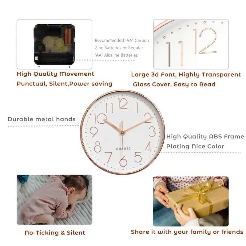 8 Inch Mute Quartz Wall Clock Cubic Digital Clock Living Room Bedroom Wall Clock Simple Digital Clock Home Decorations C251126