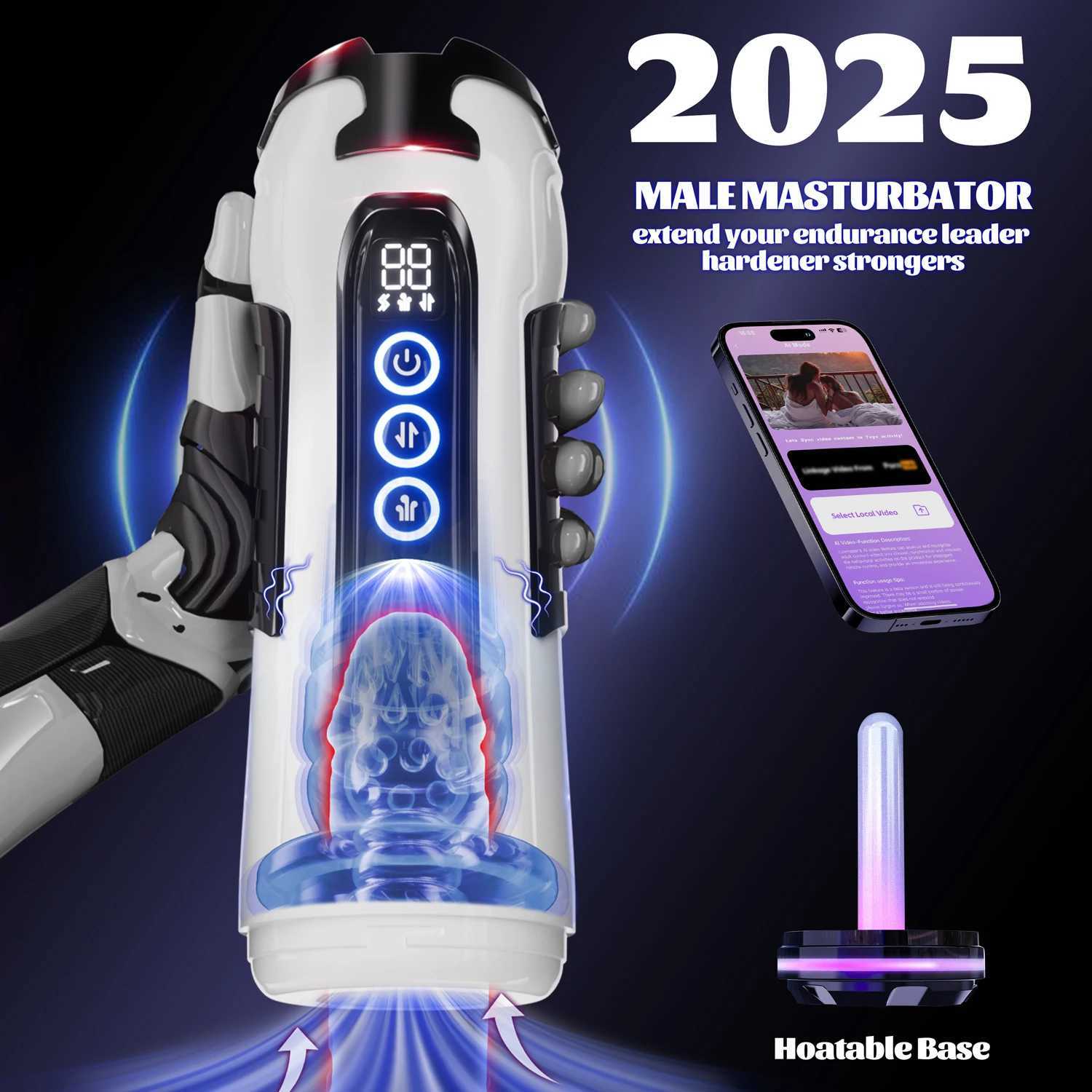 Male Electric Masturbation Cup App AI Control Heating Blowjob 9 Sucking Thrusting Vibration Modes Masturbator Sex Toys for Man L251125