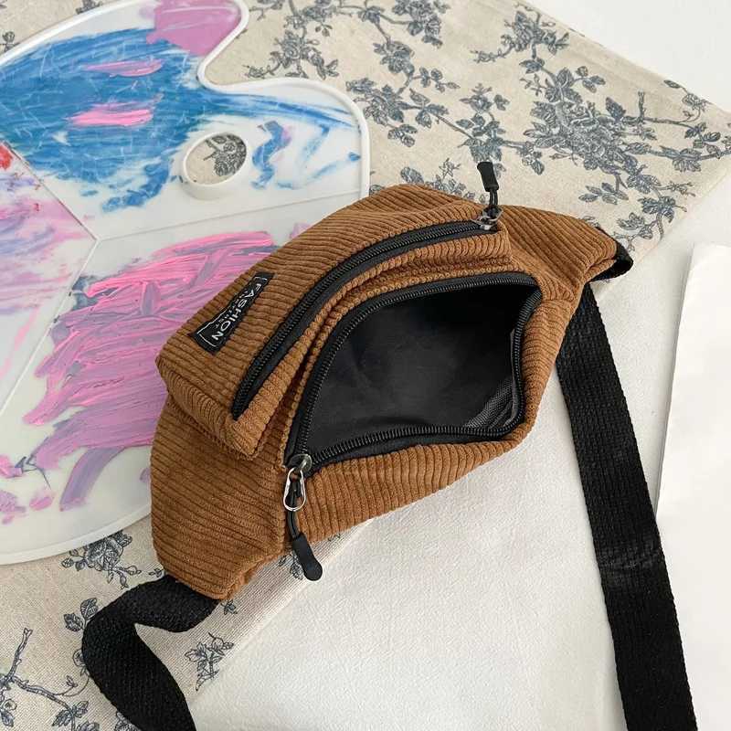Corduroy Womens Waist Bag Small Canvas Ladies Casual Shoulder Crossbody Bags Fashion Fanny Pack Female Solid Color Chest BagT251126