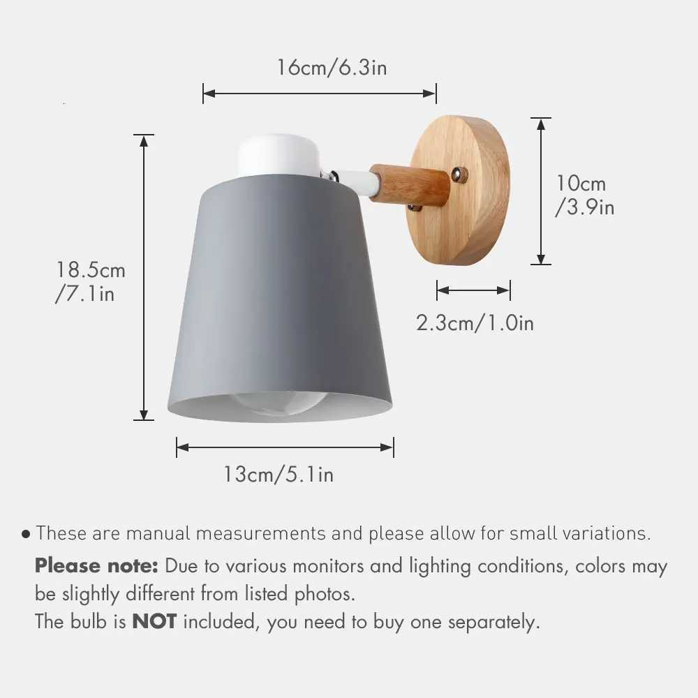 wooden wall lights bedside wall lamp wall sconce modern wall light for bedroom Nordic macaroon 6 color steering head E27 85-285V M251126