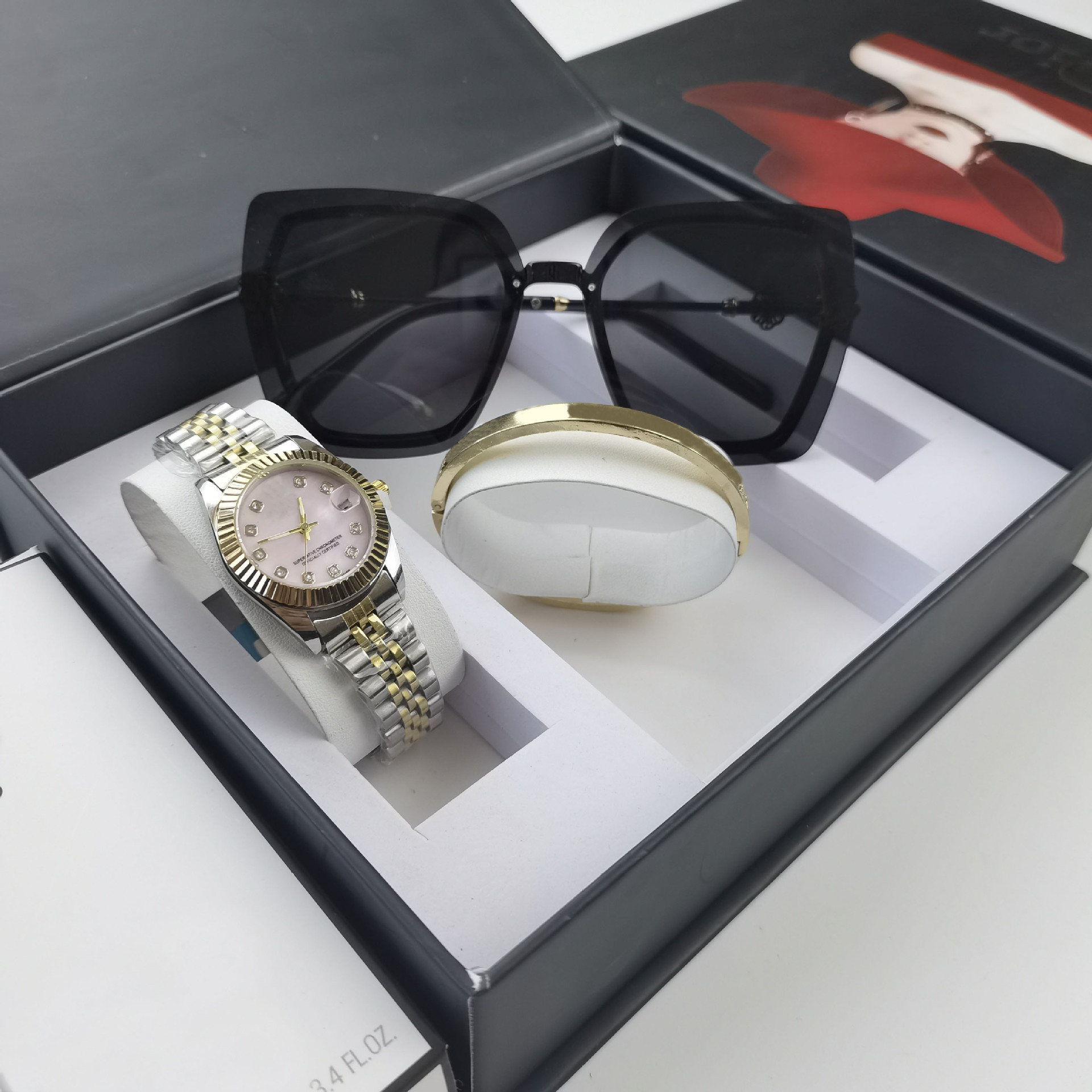 3pcs Set Watch Luxury Designer High quality Women Pink Dial Hollow Strap Fashion Gold Bracelet Quartz Wristwatch Student Ladies Watches Reloj Mujer