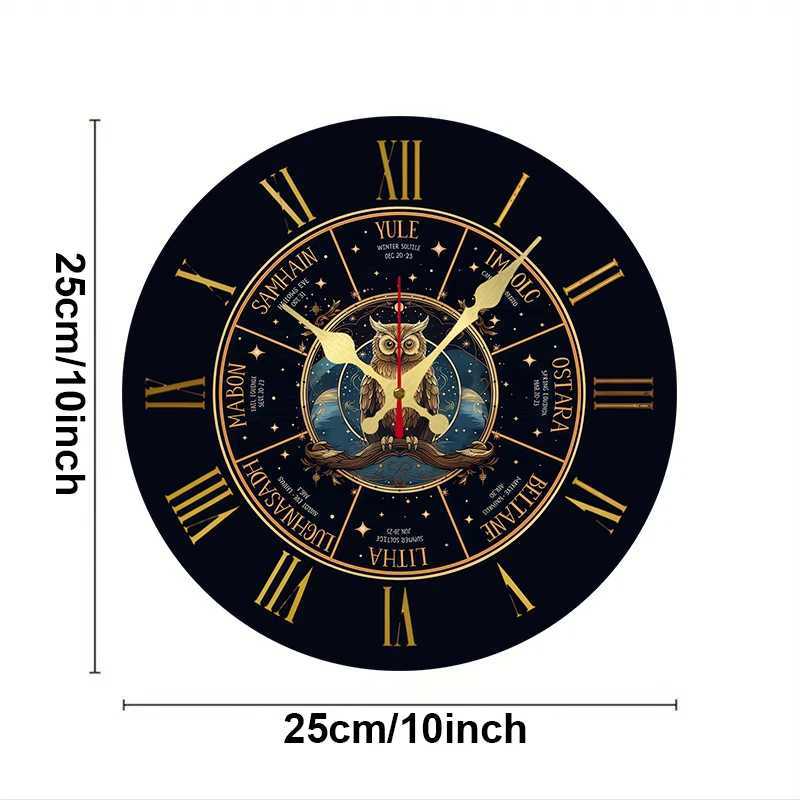 Night Owl Design Wooden Round Silent Hanging Wall Clock Suitable For Living Room Office Study Room Bedroom Home Decoration C251126